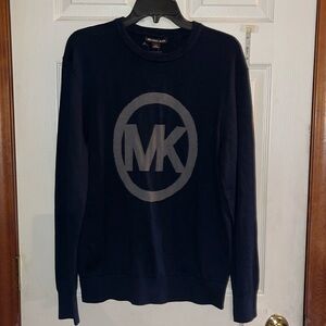 NWT-Michael Kors-M-navy blue& gray-long sleeve, pullover, 100% cotton sweater.